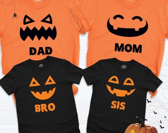 Custom Pumpkin Face Shirt, Matching Halloween Family Shirt, Personalized Halloween Pumpkin Tee, Family Face Shirt, Halloween Costume Shirt