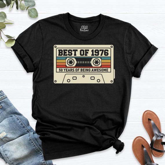 Best Of 1976 50th Birthday Shirt, Retro 1976 Cassette Shirt, Vintage 50th birthday tees for women men tshirt, 50th Birthday Party Tee Shirt