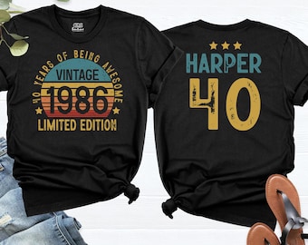 40th Birthday Shirt Men Vintage 1986 Birthday Shirt, Custom Birthday Name Age Shirt, Vintage 1986 Limited Edition Tshirt 40 Birthday Tshirt