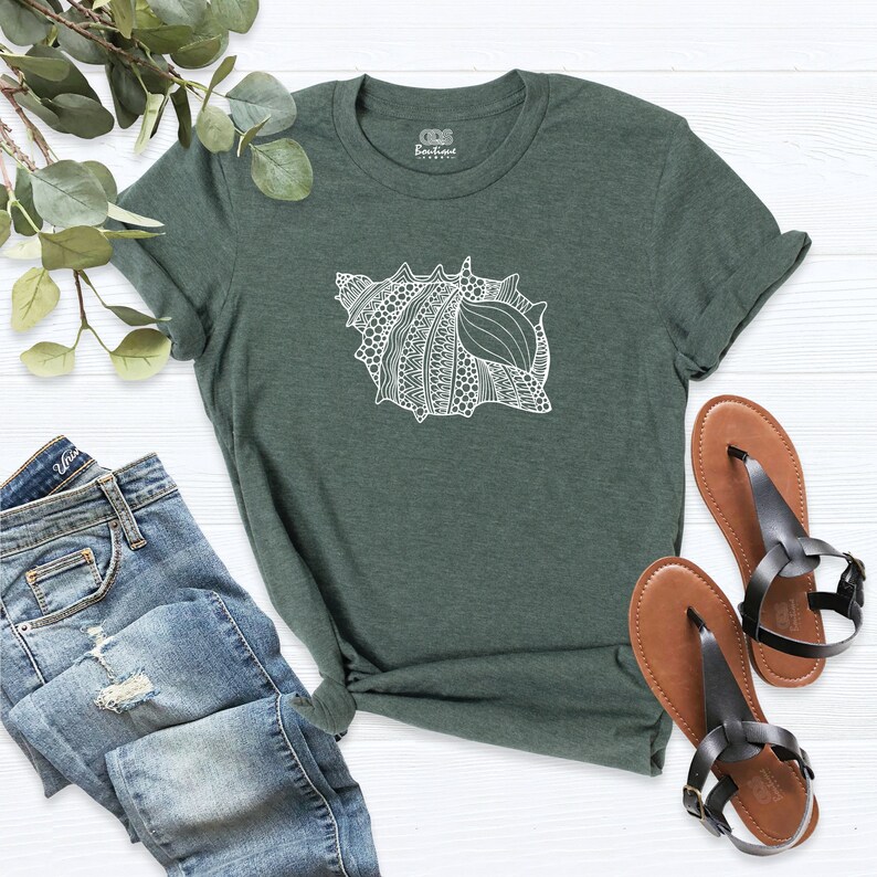 Oyster Shirt, Shell Shirt, Beach Shirt, Summer Graphic Tees, Eco Fashion Organic Outfit, Casual Sea Creatures T-Shirt Top, Oyster Lover Gift image 10