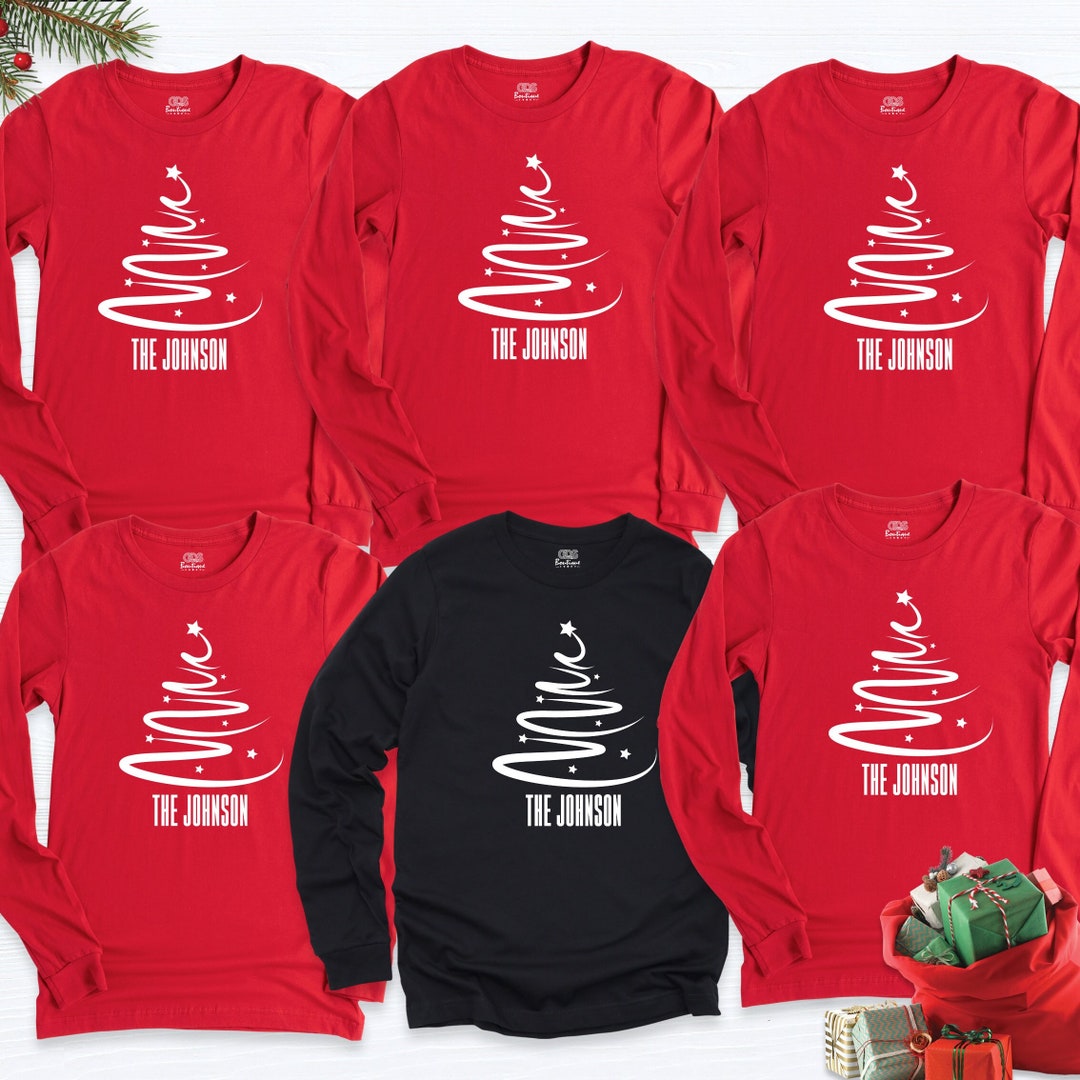 Custom Christmas Tree Long Sleeve, Family Matching Christmas Long