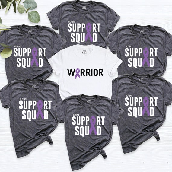 Custom Support Squad Pancreatic Cancer Shirt Purple Ribbon Warrior Team tee Shirt, Group Cancer Awareness Tees, Pancreatic Cancer Family Tee
