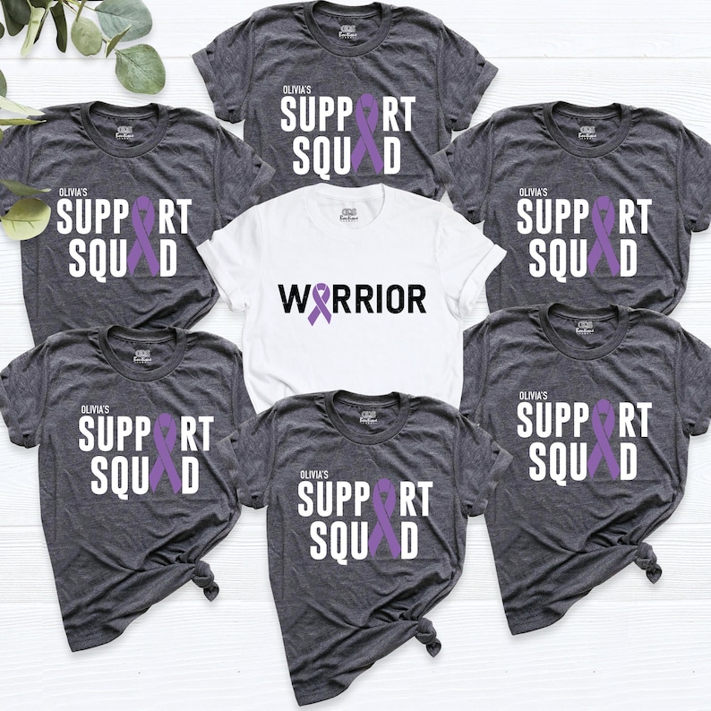 Custom Support Squad Pancreatic Cancer Shirt, Purple Ribbon Warrior Team Shirt, Group Cancer Awareness Tees, Pancreatic Cancer Family Tee
