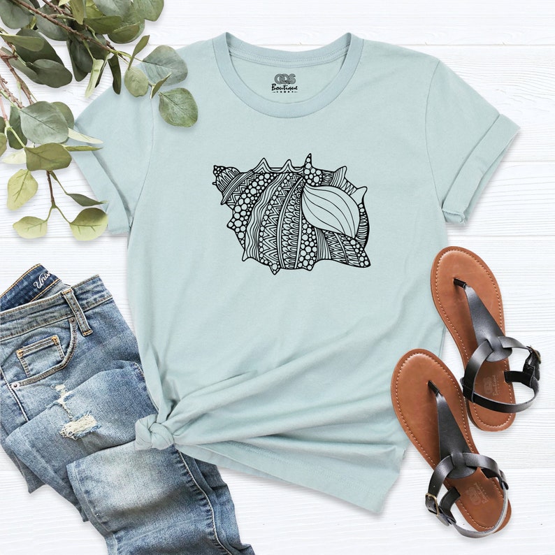 Oyster Shirt, Shell Shirt, Beach Shirt, Summer Graphic Tees, Eco Fashion Organic Outfit, Casual Sea Creatures T-Shirt Top, Oyster Lover Gift image 9