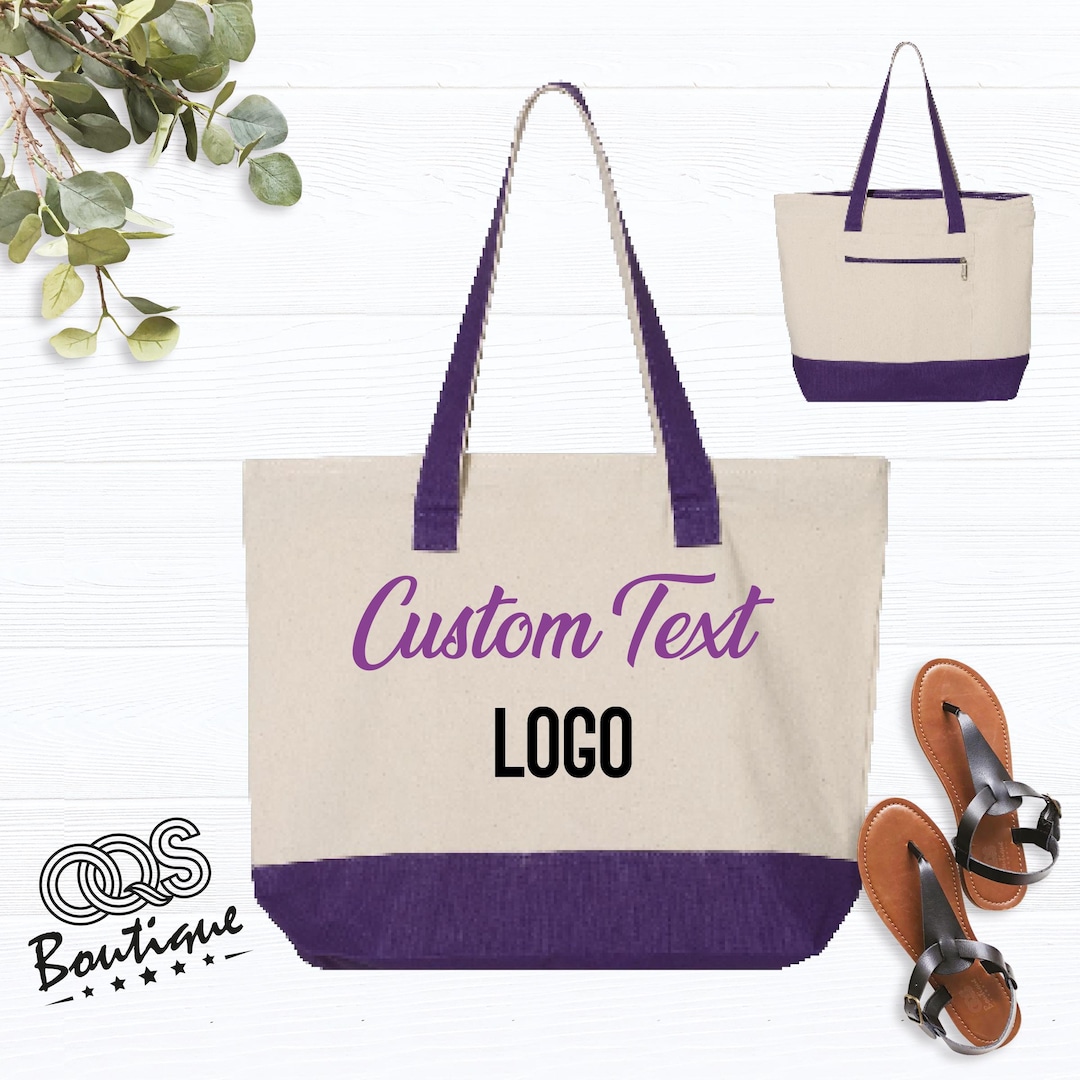 Custom Text Tote Bag Logo Canvas Tote Your Design Totes Company Logo ...