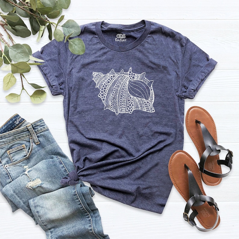 Oyster Shirt, Shell Shirt, Beach Shirt, Summer Graphic Tees, Eco Fashion Organic Outfit, Casual Sea Creatures T-Shirt Top, Oyster Lover Gift image 1