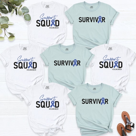Colon Cancer Awareness Products Blue Ribbon Survivor T-Shirt Colon Cancer Awareness Products Blue Ribbon Survivor T-Shirt