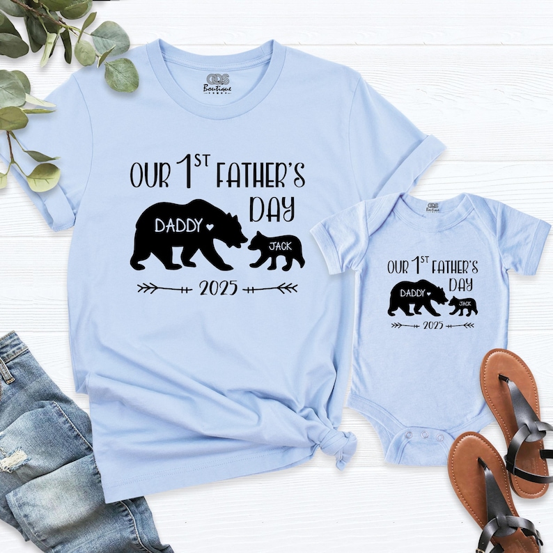 Our 1st Father's Day Shirts, Daddy and Me, Daddy Matching Shirts, Baby And Father, Fathers Day Shirt, 2026 New Dad & Baby Bodysuit immagine 10