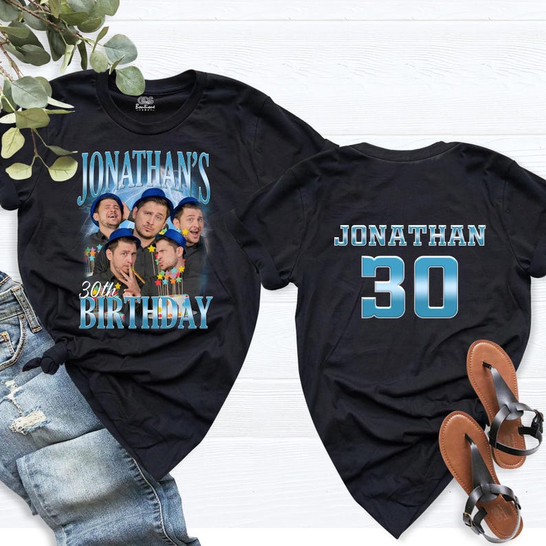 Custom Birthday Photo Name Shirt Personalized bootleg Birthday Party Tee Birthday Shirts Custom Face Birthday Tshirt, Birthday Face Name Tee image 1