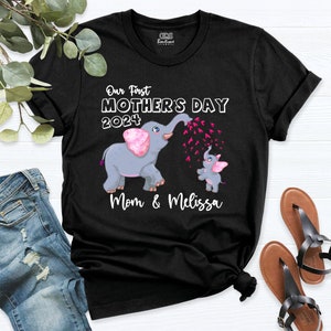 Our First Mother's Day Shirt, Elephant Mommy And Me Shirt, First Mothers Day Gift, Matching Mom And Baby Shirts, Custom Name Mothers Day Tee image 8