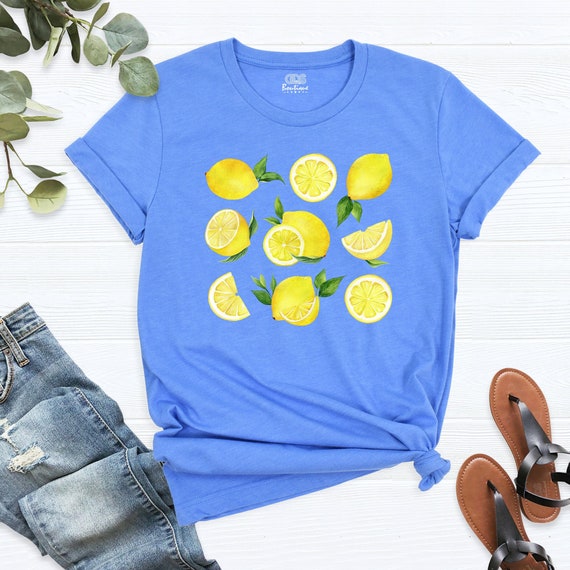 Cute Fruit Lemon Shirt, Lemons T-Shirt, Botanical Shirt, Cottagecore Shirt, Lemons Tee, Lemon Lovers Shirt, Cute Lemons on Stems Design Tee