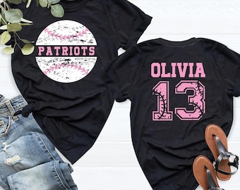Pink Baseball Shirt Baseball Mom Shirt Custom Baseball Name Shirt Baseball Team Shirt Senior mom Baseball Tshirt Baseball Senior Night Shirt