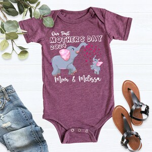 Our First Mother's Day Shirt, Elephant Mommy And Me Shirt, First Mothers Day Gift, Matching Mom And Baby Shirts, Custom Name Mothers Day Tee image 9