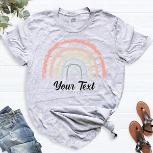 Rainbow Your Text Shirt, Custom Rainbow Tees, Retro Rainbow Shirt, Personalized Rainbow Graphic Tee, Tshirt for Women, Rainbow Birthday Gift image 9