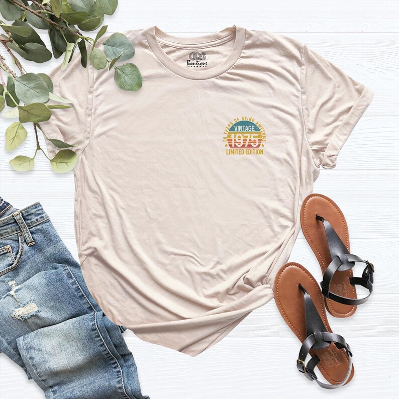 50th Birthday Party Shirt, Limited Edition Birthday 1975 Tee, Pocket Birthday Tshirt, 50 Years Of Being Awesome Tees, Vintage 1975 Shirt