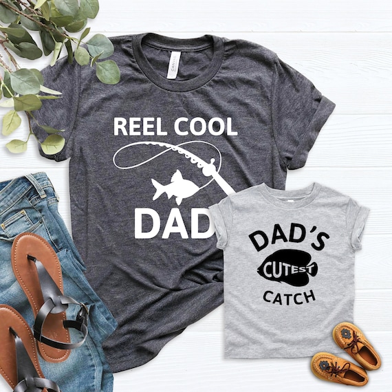 Reel Cool Dad Dads Cutest Catch Shirt, Dad and Son Matching Shirt, Father Shirt, Fishing Love Shirt