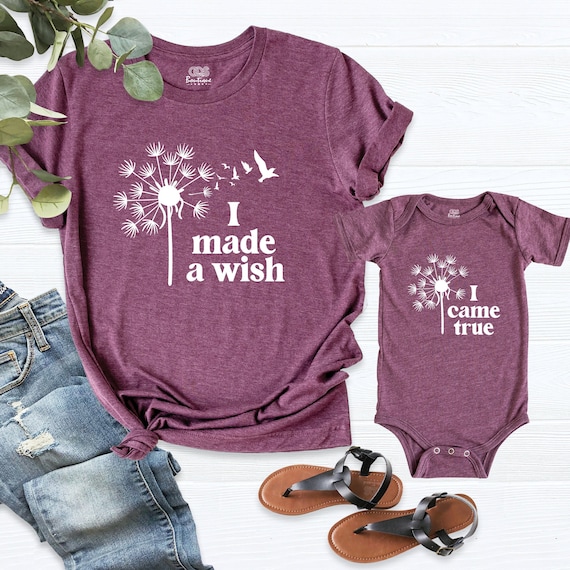 Mommy and Me Shirt, I Made a Wish I Came True Dandelion Shirt Mothers Day Shirts Mama Baby Tshirt Mom Daughter Shirt Matching new mom shirt