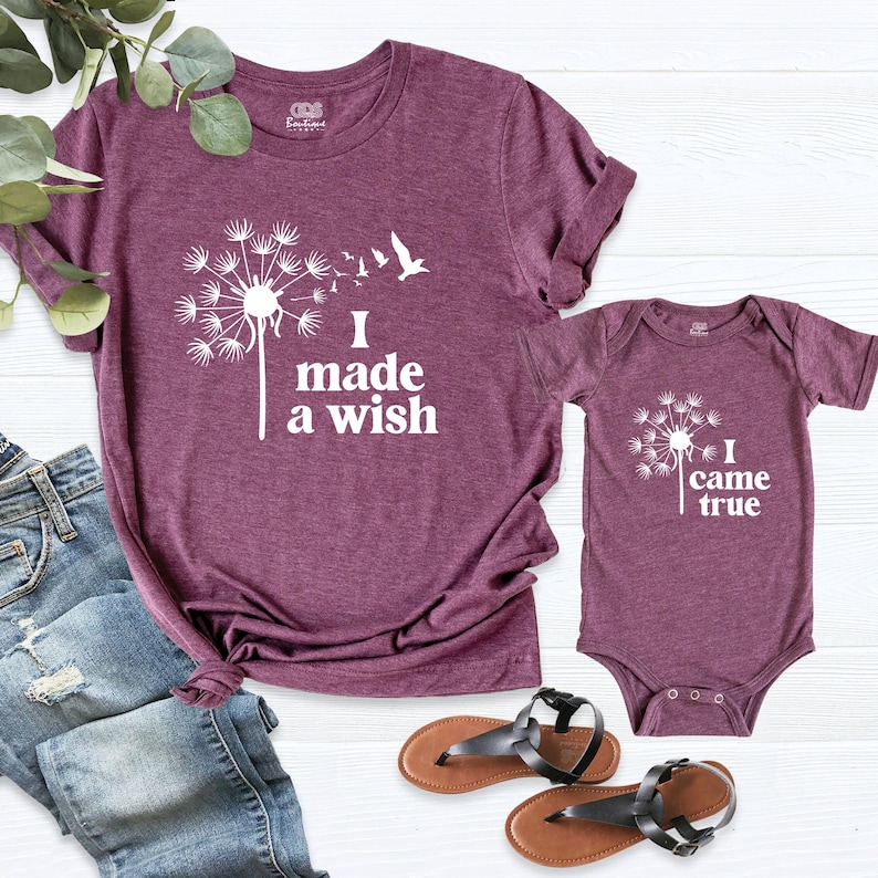 Mommy and Me Shirt, I Made a Wish I Came True Dandelion Shirt Mothers Day Shirts Mama Baby Tshirt Mom Daughter Shirt Matching new mom shirt