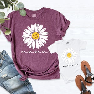 Daisy Mommy And Me Shirts, Mama Mini Shirt, Floral Mom baby Shirt, Mother Daughter Matching Outfits, Mothers day Shirt, mom and daughter tee image 10