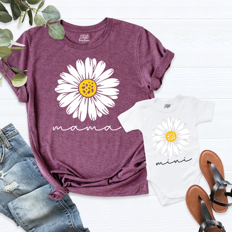 Daisy Mommy And Me Shirts, Mama Mini Shirt, Floral Mom baby Shirt, Mother Daughter Matching Outfits, Mothers day Shirt, mom and daughter tee image 10