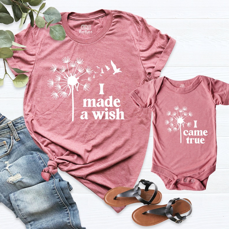 Camiseta de mamá y yo, pedí un deseo que se hizo realidad, camiseta de diente de león, camisetas del Día de la Madre, camiseta de mamá bebé, camiseta de mamá hija, camiseta a juego para nueva mamá imagen 10