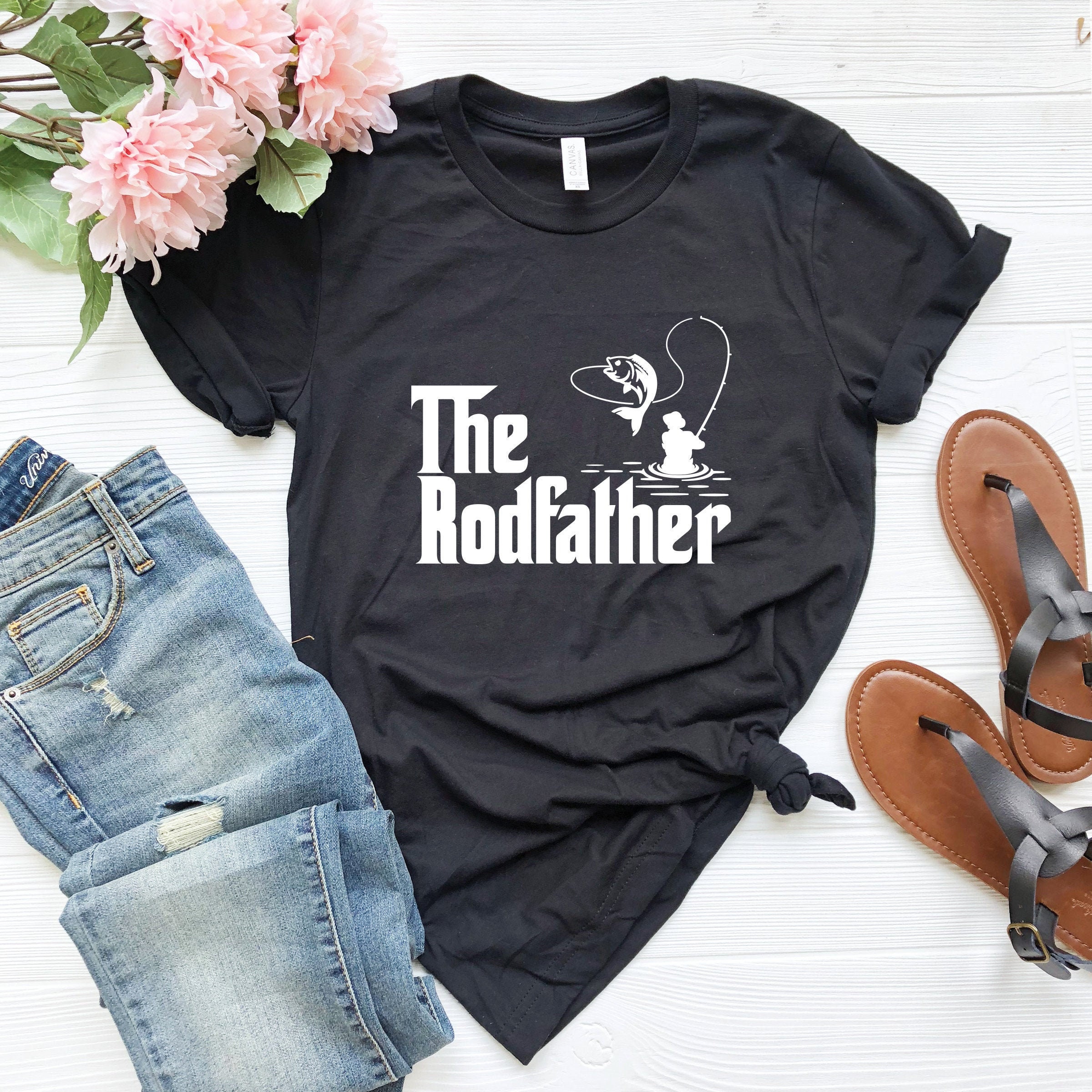 The Rodfather T-shirt, Fishing Shirt, Fishing Rod Shirt, Rustic