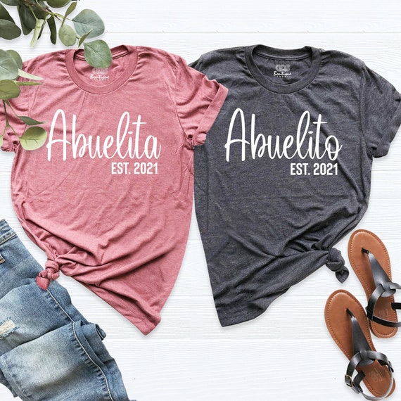 Custom Abuelito Abuelita Shirt abuela abuelo baby announcement tee Mexican New Grandma Grandpa Shirt, Pregnancy Announcement Reveal T-Shirts