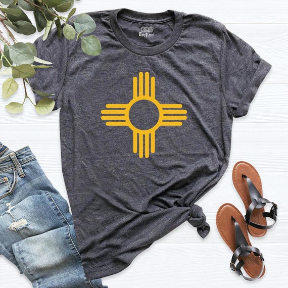 New Mexico Zia Sun Shirt, Zia Symbol Tee, Southwest State Pride Shirt, New Mexico State Tee, Retro Desert Graphic TShirt, Zia Tribal Sun Tee