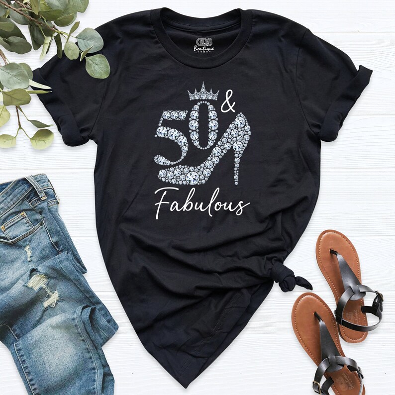 50th birthday shirt, 50th birthday tees for women, 50 & fabulous birthday party shirts, 50th birthday shirts for women, 50th bday shirts Bild 8