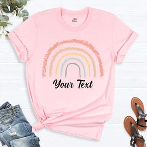 Rainbow Your Text Shirt, Custom Rainbow Tees, Retro Rainbow Shirt, Personalized Rainbow Graphic Tee, Tshirt for Women, Rainbow Birthday Gift image 10