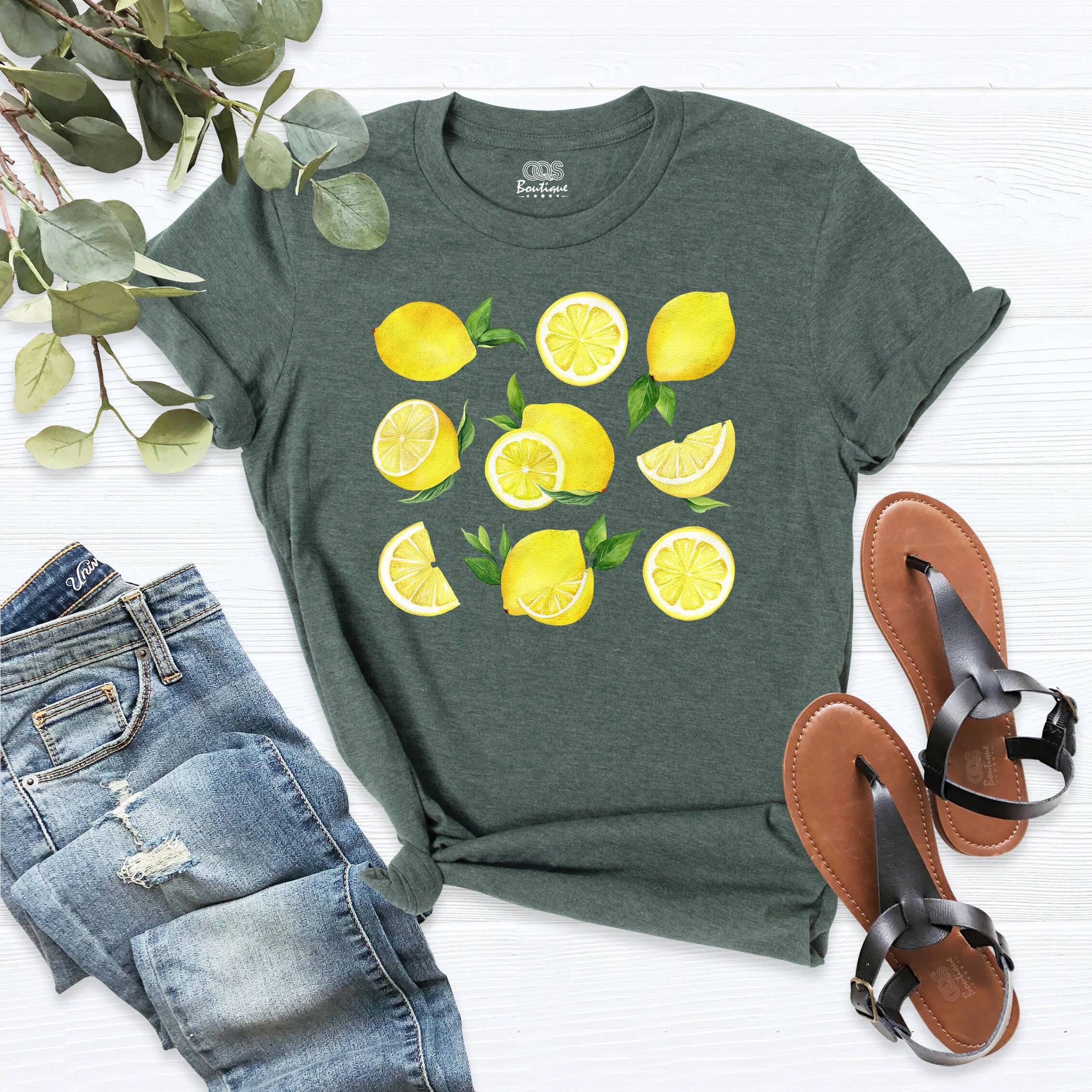 Lemons Shirt, Botanical Shirt, Cottagecore Shirt, Lemons Tee, Cute Fruit Lemon T-Shirt, Lemon Lovers Shirt, Cute Lemons on Stems Design Tee