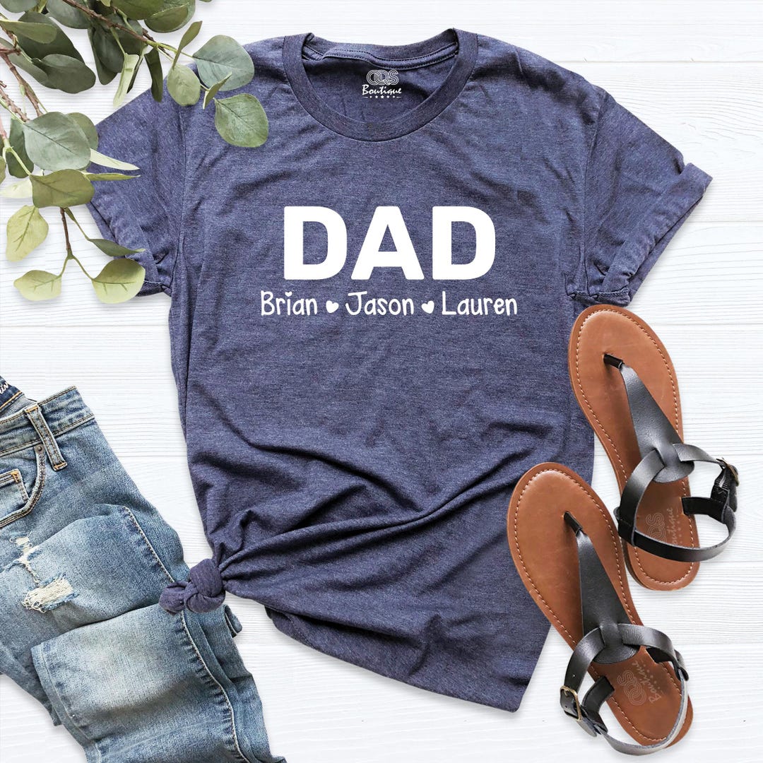 Dad and Kids Name Shirt, Personalized Family Shirt, Custom Dad and Kids ...