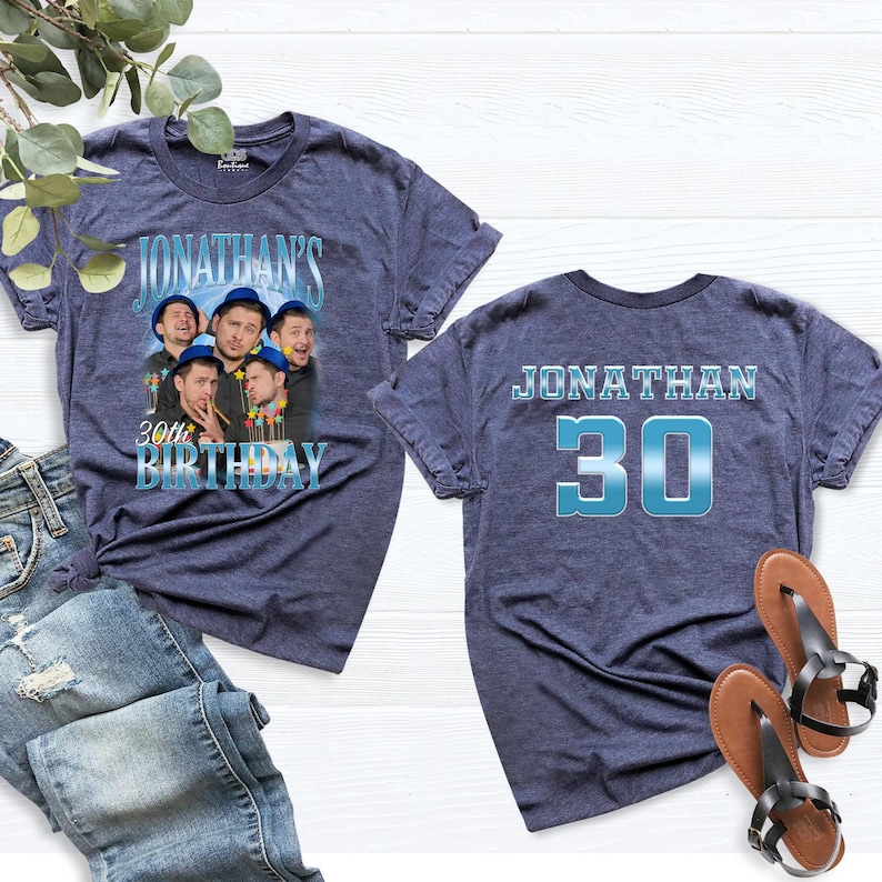Custom Birthday Photo Name Shirt Personalized bootleg Birthday Party Tee Birthday Shirts Custom Face Birthday Tshirt, Birthday Face Name Tee image 12