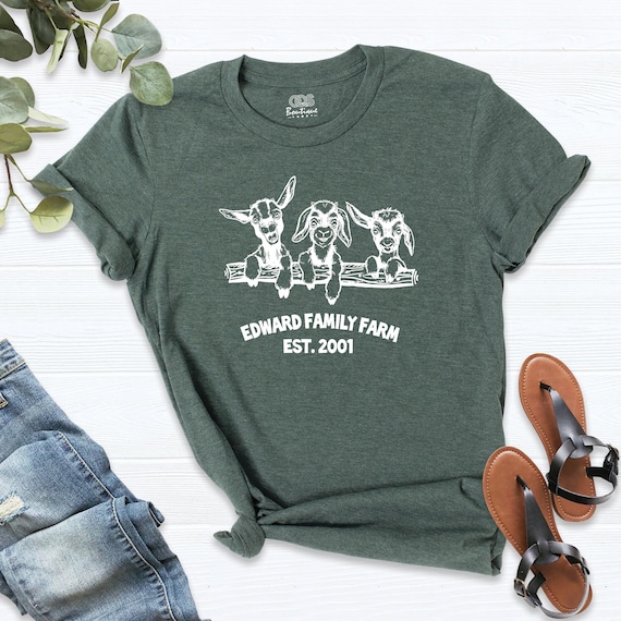 Custom Goat Shirt, Farm Matching Family Shirt, Customizable Farm Name Est Shirt, Goat shirts for women, Funny Farmer Shirt, Goat Lover Gift
