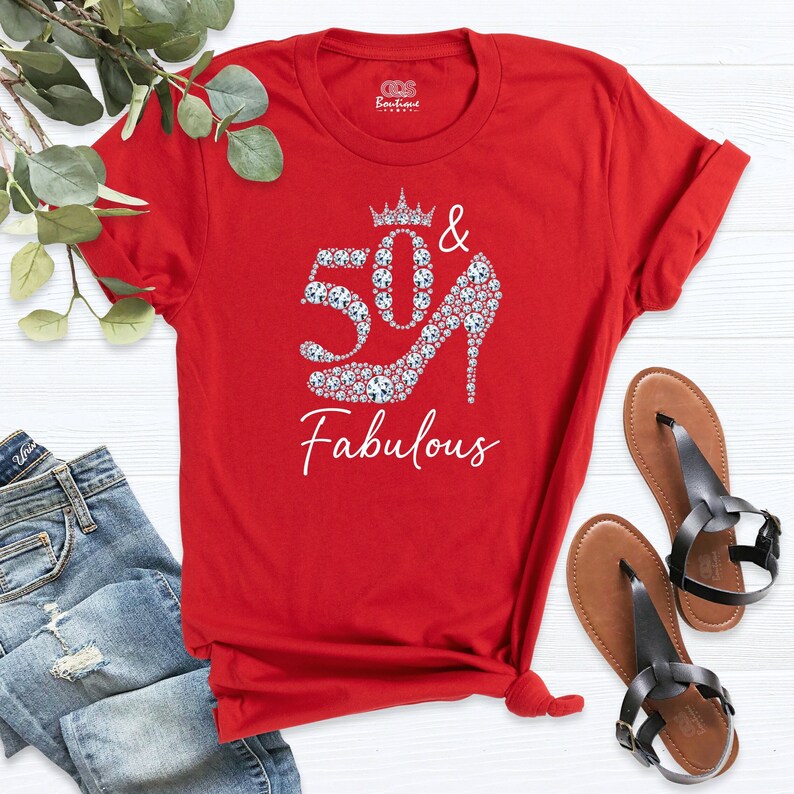 50th birthday shirt, 50th birthday tees for women, 50 & fabulous birthday party shirts, 50th birthday shirts for women, 50th bday shirts Bild 9