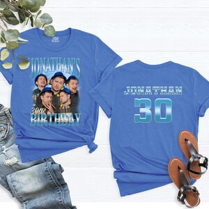 Custom Birthday Photo Name Shirt Personalized bootleg Birthday Party Tee Birthday Shirts Custom Face Birthday Tshirt, Birthday Face Name Tee image 11