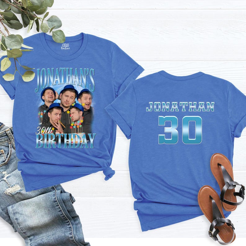 Custom Birthday Photo Name Shirt Personalized bootleg Birthday Party Tee Birthday Shirts Custom Face Birthday Tshirt, Birthday Face Name Tee image 11