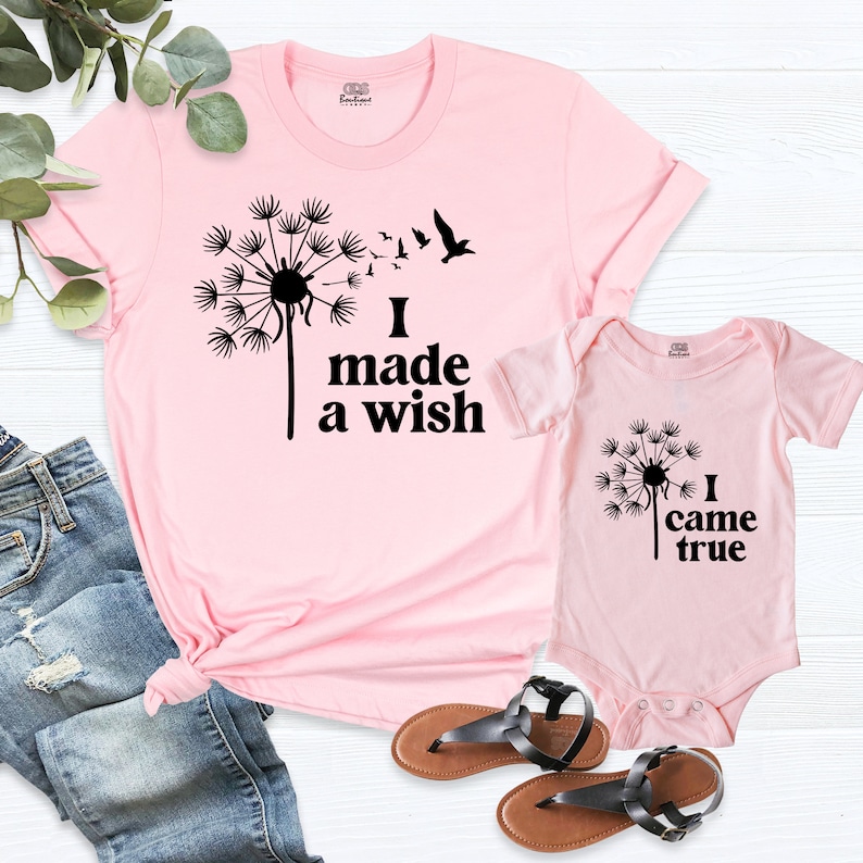 Camiseta de mamá y yo, pedí un deseo que se hizo realidad, camiseta de diente de león, camisetas del Día de la Madre, camiseta de mamá bebé, camiseta de mamá hija, camiseta a juego para nueva mamá imagen 8