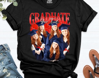 Camisetas personalizadas con foto para la noche de graduación, camisetas vintage de rap pirata, camisetas con foto para la noche de graduación, camisetas con fotos de graduación familiar