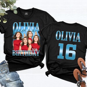 Custom Birthday Photo Name Shirt Personalized bootleg Birthday Party Tee Birthday Shirts Custom Face Birthday Tshirt, Birthday Face Name Tee image 9