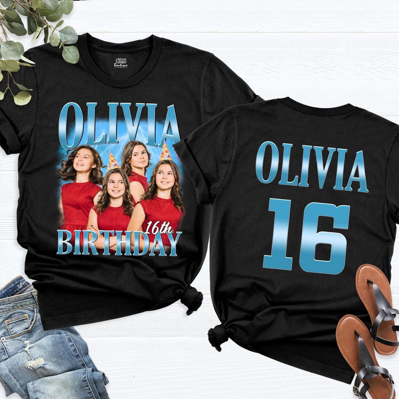 Custom Birthday Photo Name Shirt Personalized bootleg Birthday Party Tee Birthday Shirts Custom Face Birthday Tshirt, Birthday Face Name Tee image 9