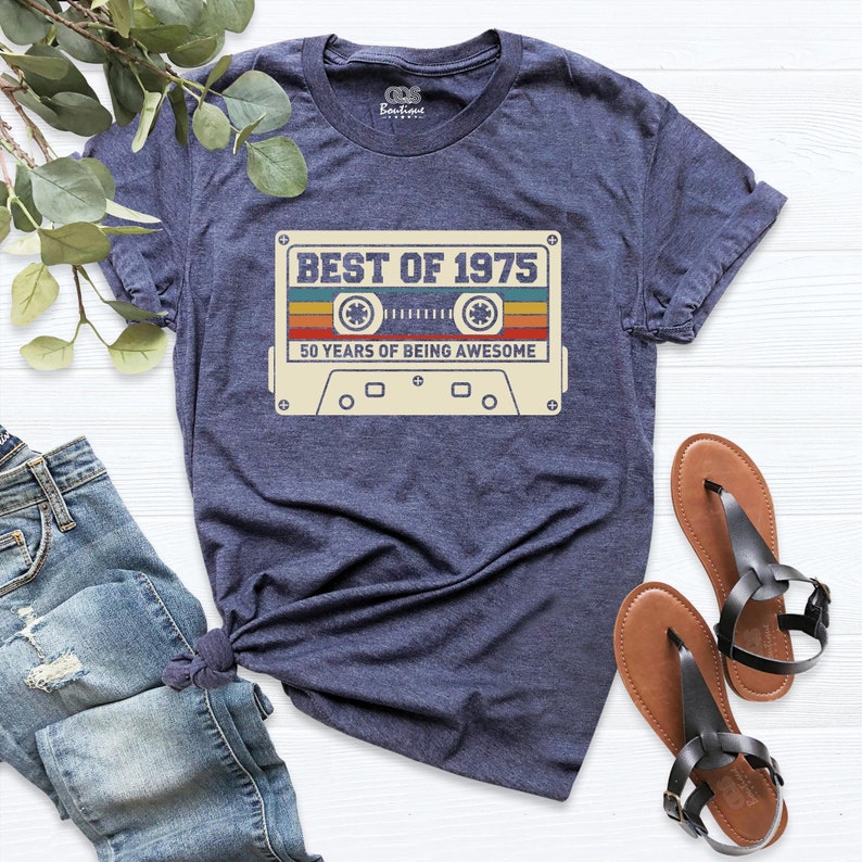 Best Of 1975 50th Birthday Shirt, Retro 1975 Cassette Shirt, Vintage 50th birthday gift for women men tshirt, 50th Birthday Party Gift Tee