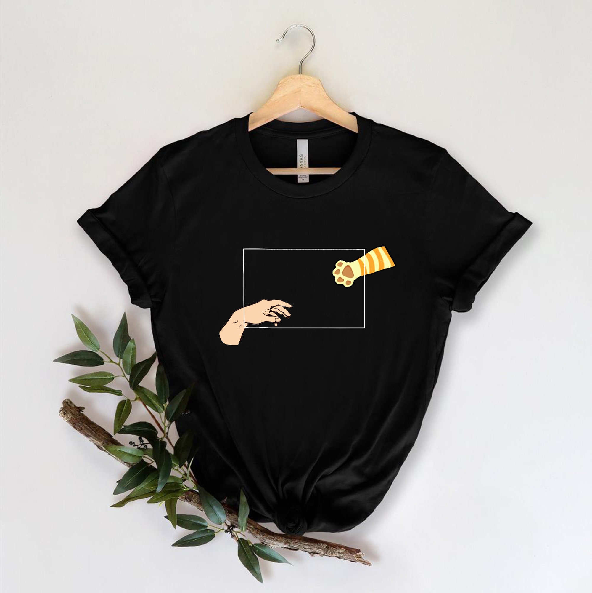 Discover Camiseta El Momento de la Creación de Adán Mano Gato para Hombre Mujer