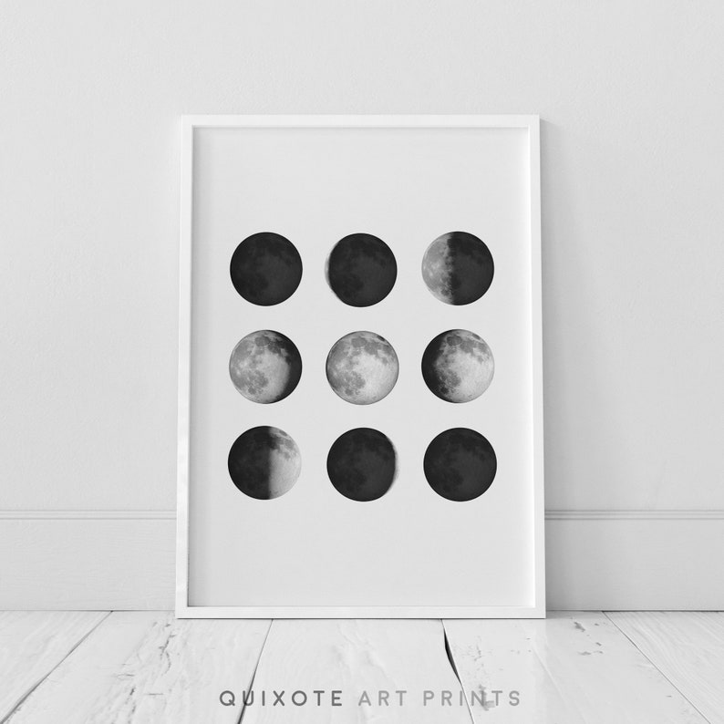 Phases of the Moon Wall Art Printable Moon Phases Night Moon Etsy
