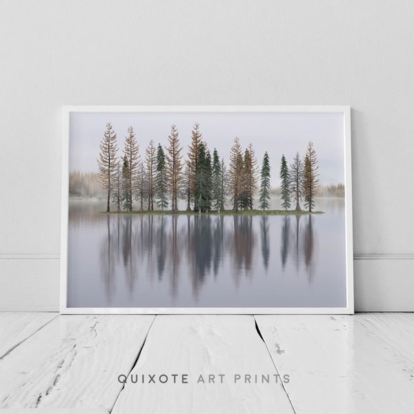 Autumn art printable, Fall Rustic Print, Foggy Lake Decor, Nordic Pine Print, Home Decor Art Prints, Digital Print, Download