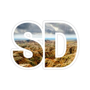South Dakota Badlands State Abbreviation Sticker