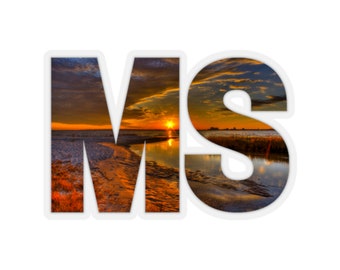 Mississippi Sunset State Abbreviation Sticker
