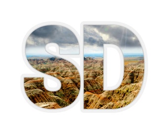 South Dakota Badlands State Abbreviation Sticker