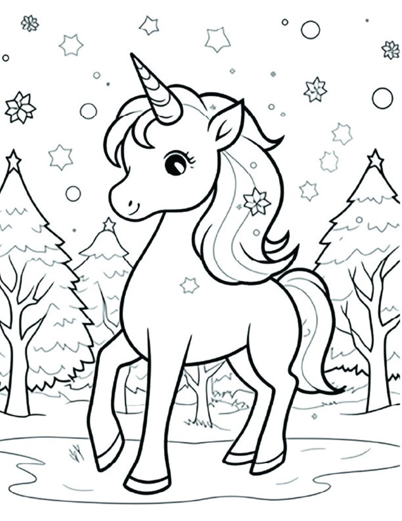 Christmas Unicorn Coloring Pages for Kids, Christmas Unicorn Printables ...