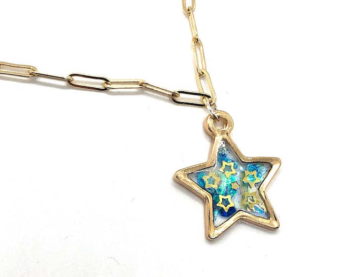 18K Plated Real Gold Star Choker Necklace